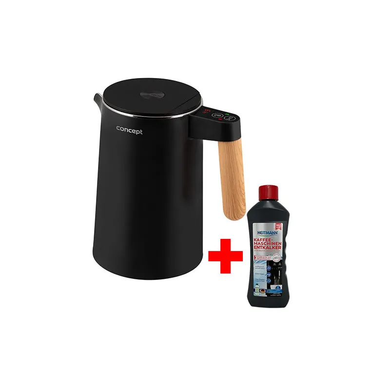 Concept - Czarny Czajnik Elektryczny Ze Stali 1,5 L Salt & Pepper Concept RK3301 + prezent odkamieniacz Heitmann