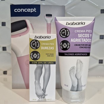 Concept - Zestaw Elektryczny pilnik do stóp + Kremy do stóp Babaria