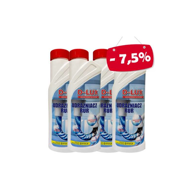 D-LUX - Udrażniacz Do Rur 500ml - Zestaw 4 butelek z rabatem