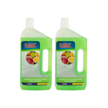 D-LUX Podłogi bez smug Cytrus - Płyn do mycia podłóg 1L - Zestaw 2 butelek z rabatem