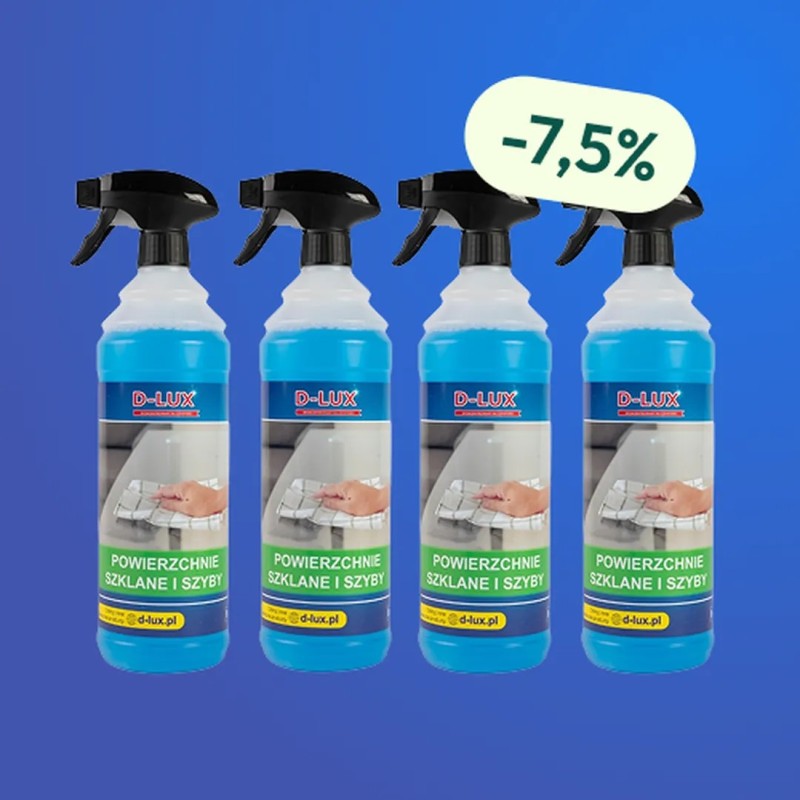 D-LUX - Powierzchnie szklane i szyby 1000 ml - Zestaw 4 butelek z rabatem i Darmową Wysyłką D-LUX - Powierzchnie szklane i szyby 1000 ml - Zestaw 4 butelek z rabatem i Darmową Wysyłką