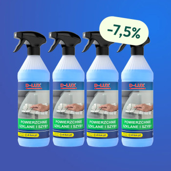 D-LUX - Powierzchnie szklane i szyby 1000 ml  - Zestaw 4 butelek z rabatem i Darmową Wysyłką