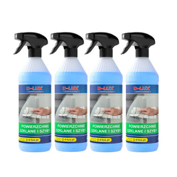 D-LUX - Powierzchnie szklane i szyby 1000 ml  - Zestaw 4 butelek z rabatem i Darmową Wysyłką