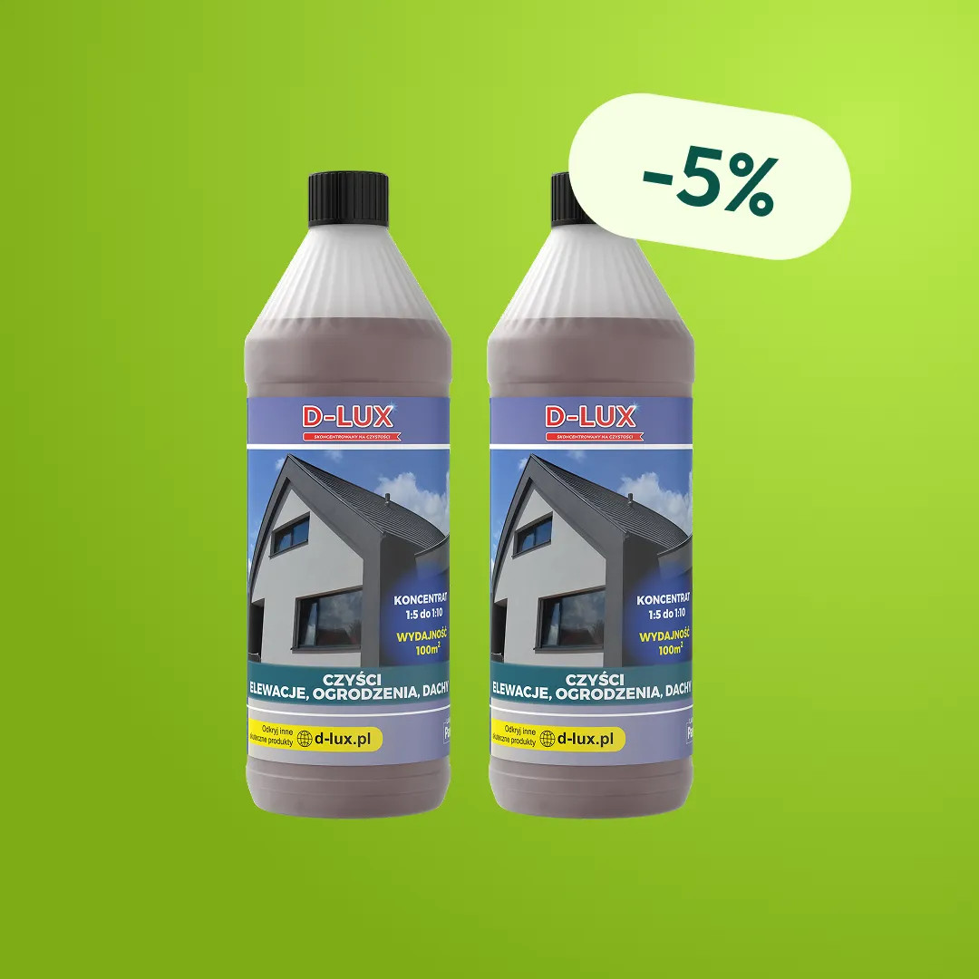 D-LUX - Płyn Do Czyszczenia Elewacji, Ogrodzeń I Dachów 1l - Zestaw 2 Butelek z Rabatem
