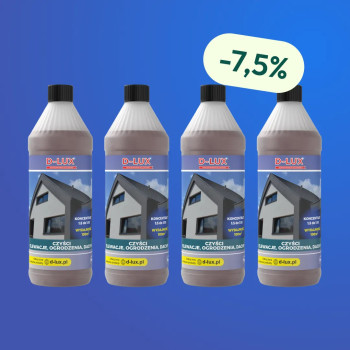 D-LUX - Płyn Do Czyszczenia Elewacji, Ogrodzeń I Dachów 1l - Zestaw 4 Butelek z Rabatem i Darmową Wysyłką