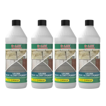 D-LUX - Płyn Do Usuwania Mchu, Glonów I Porostów 1l - Zestaw 4 Butelek z Rabatem i Darmową Wysyłką